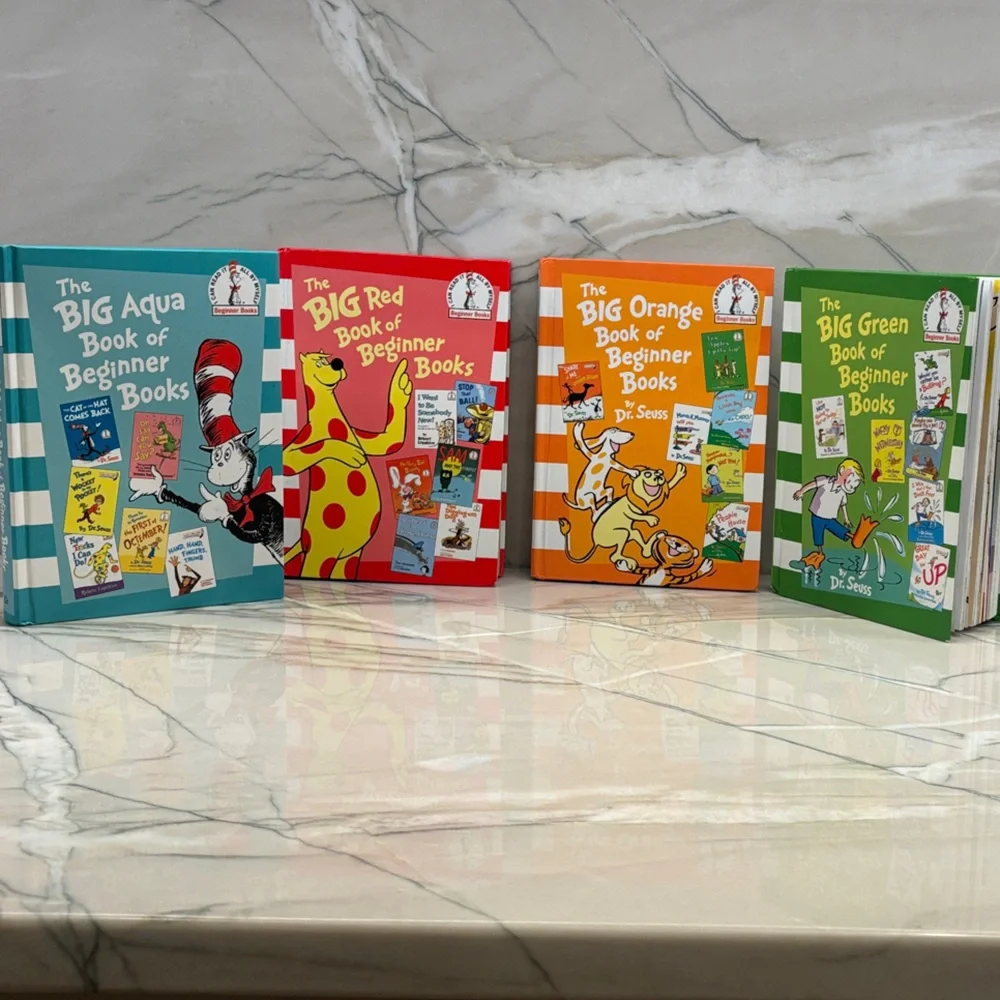 Dr. Seuss Big Beginner Books‎ Set of 4 Hardcover Green Red Aqua Orange